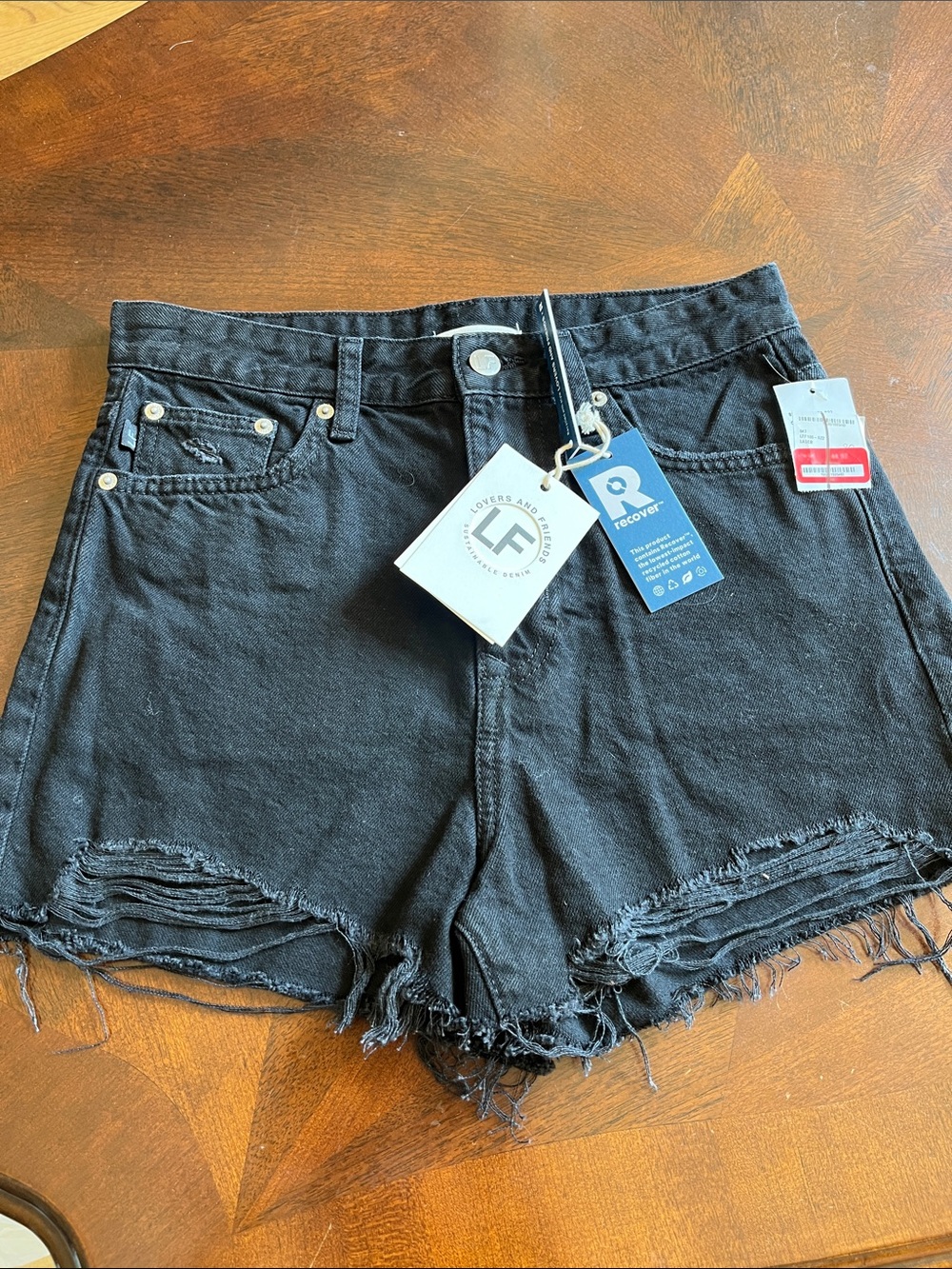 High-Rise Black Distressed Denim Shorts, Lovers And Friends